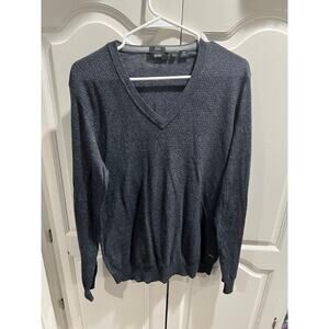 Hugo Boss V-Neck Sweater Mens L Slim Fit Gray Cotton Knit Pullover Tunisia